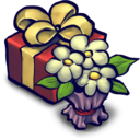 Present Box and Flowers
